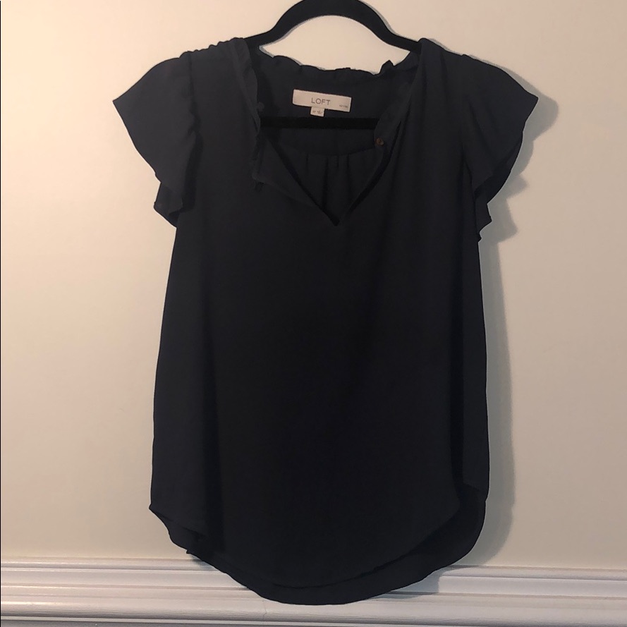 Petite Flutter Split Neck Shell